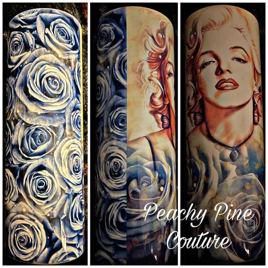 Marilyn Monroe with Blue Roses Tumbler