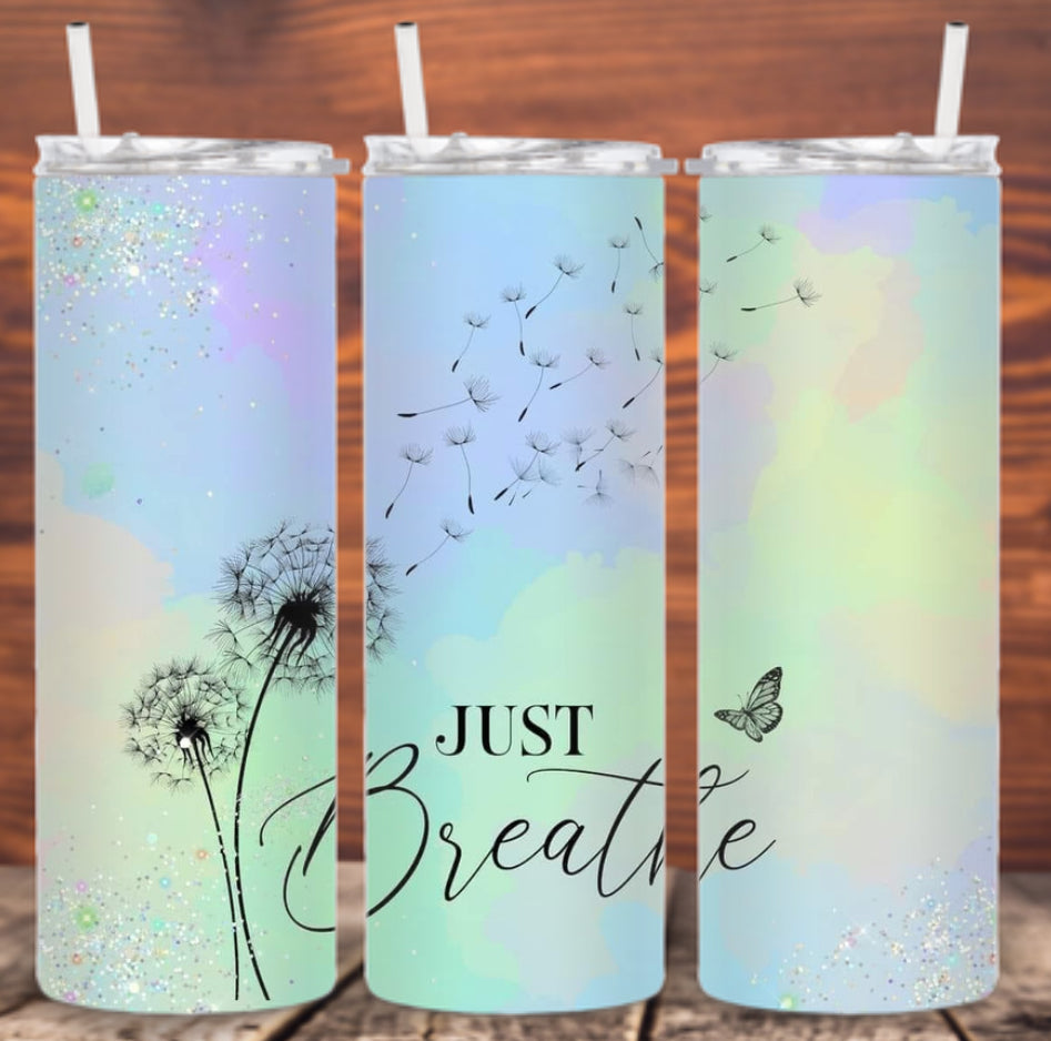 Tie Dye Just Breathe Tumbler