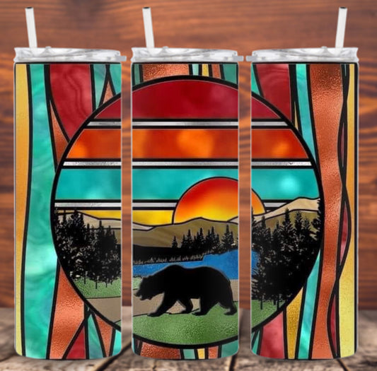 Bear Stained Glass Tumbler