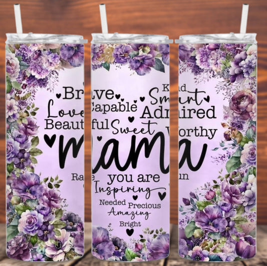 Mama Heart Flower Tumbler